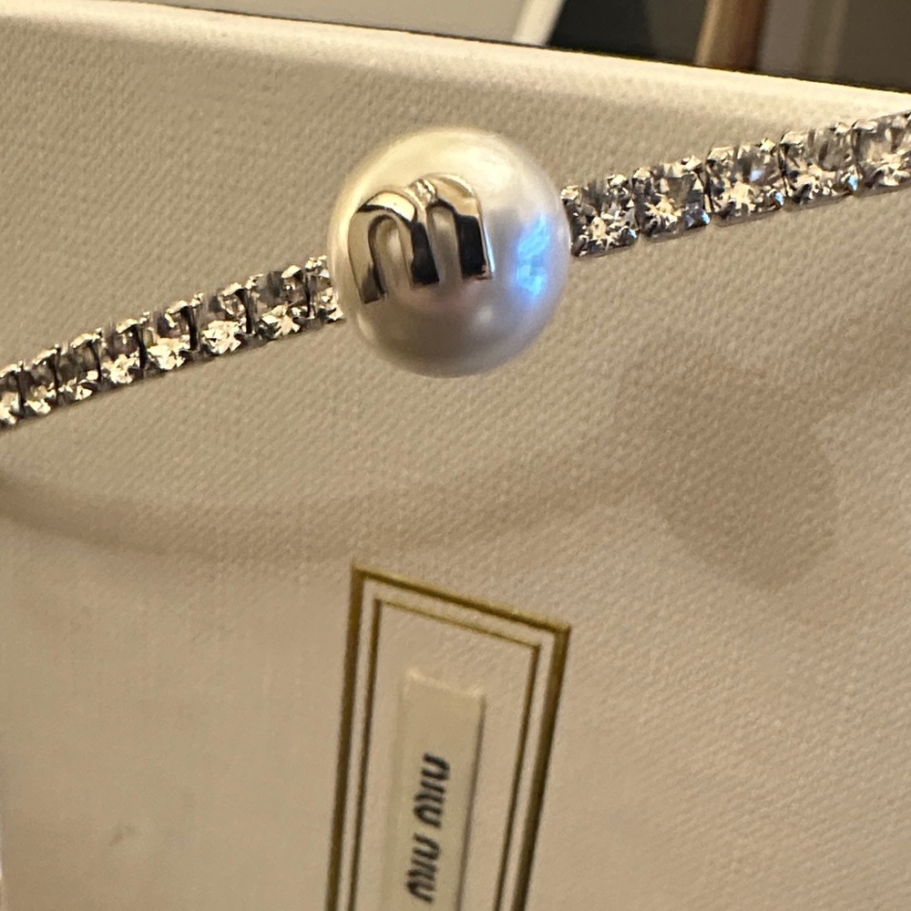 Miu Miu Silver Crystal Choker Necklace Set